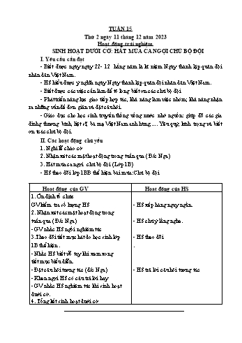 Kế hoạch bài dạy Lớp 3 - Tuần 15 - Năm học 2023-2024 - Lường Thị Nghĩa
