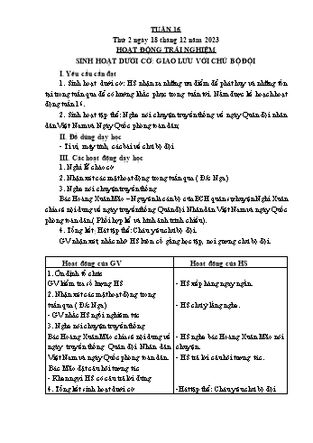 Kế hoạch bài dạy Lớp 3 - Tuần 16 - Năm học 2023-2024 - Cao Thị Hảo