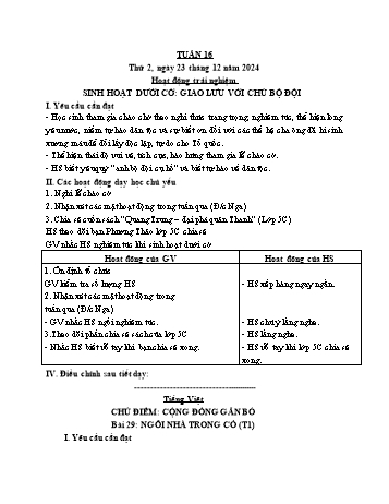 Kế hoạch bài dạy Lớp 3 - Tuần 16 - Năm học 2024-2025 - Cao Thị Hảo