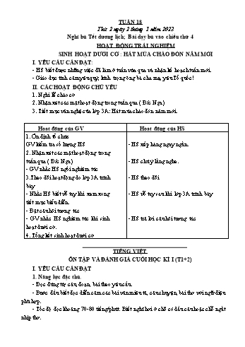 Kế hoạch bài dạy Lớp 3 - Tuần 18 - Năm học 2022-2023 - Lường Thị Nghĩa