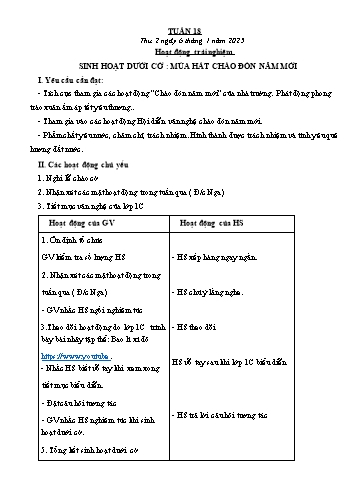 Kế hoạch bài dạy Lớp 3 - Tuần 18 - Năm học 2024-2025 - Cao Thị Hảo