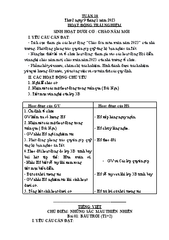 Kế hoạch bài dạy Lớp 3 - Tuần 19 - Năm học 2022-2023 - Đặng Thị Cẩm Thành