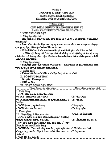Kế hoạch bài dạy Lớp 3 - Tuần 2 - Năm học 2022-2023 - Đặng Thị Cẩm Thành