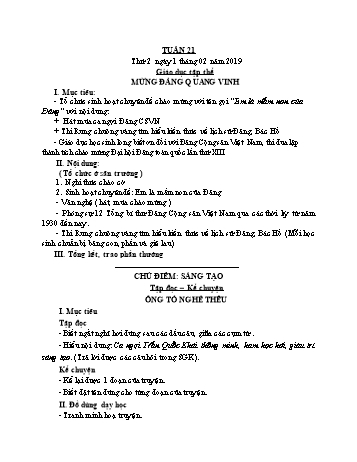 Kế hoạch bài dạy Lớp 3 - Tuần 21 - Năm học 2020-2021 - Cao Thị Hảo