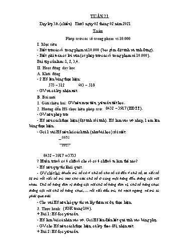 Kế hoạch bài dạy Lớp 3 - Tuần 21 - Năm học 2020-2021 - Phạm Thị Thanh Châu