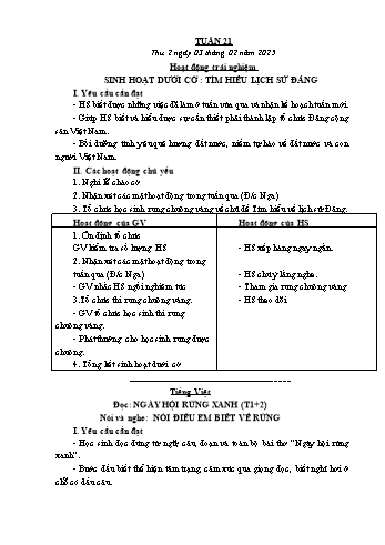 Kế hoạch bài dạy Lớp 3 - Tuần 21 - Năm học 2024-2025 - Cao Thị Hảo