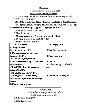 Kế hoạch bài dạy Lớp 3 - Tuần 24 - Năm học 2022-2023 - Lường Thị Nghĩa