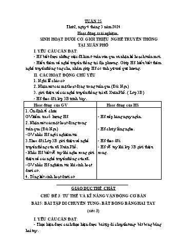 Kế hoạch bài dạy Lớp 3 - Tuần 25 - Năm học 2023-2024 - Cao Thị Hảo