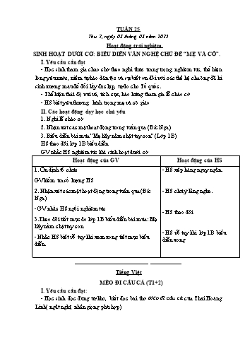Kế hoạch bài dạy Lớp 3 - Tuần 25 - Năm học 2024-2025 - Cao Thị Hảo