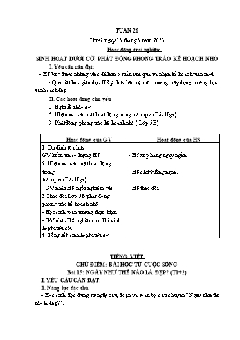 Kế hoạch bài dạy Lớp 3 - Tuần 26 - Năm học 2022-2023 - Đặng Thị Cẩm Thành