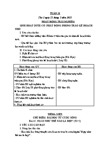 Kế hoạch bài dạy Lớp 3 - Tuần 26 - Năm học 2022-2023 - Lường Thị Nghĩa