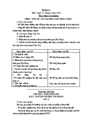 Kế hoạch bài dạy Lớp 3 - Tuần 27 - Năm học 2023-2024 - Cao Thị Hảo
