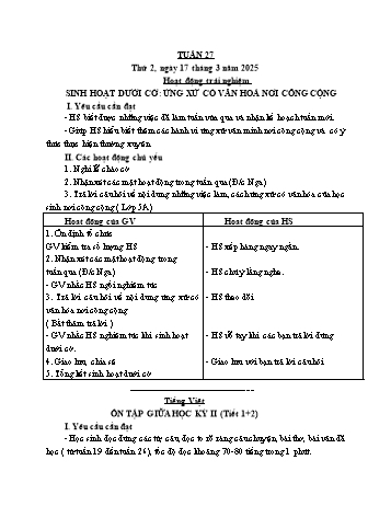 Kế hoạch bài dạy Lớp 3 - Tuần 27 - Năm học 2024-2025 - Cao Thị Hảo