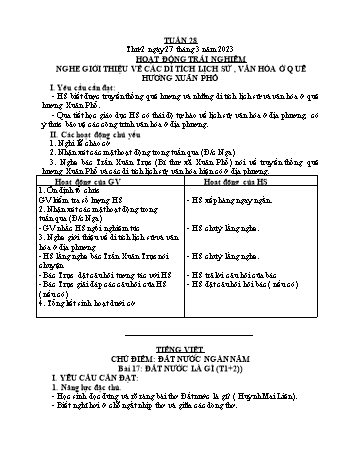 Kế hoạch bài dạy Lớp 3 - Tuần 28 - Năm học 2022-2023 - Đặng Thị Cẩm Thành