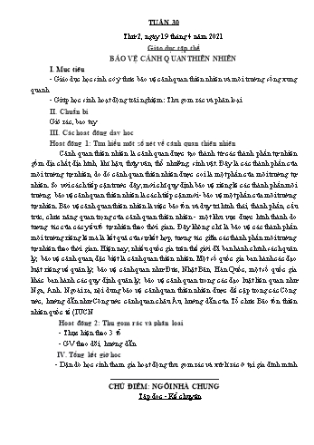 Kế hoạch bài dạy Lớp 3 - Tuần 30 - Năm học 2020-2021 - Cao Thị Hảo