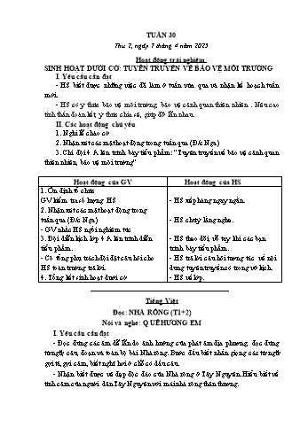 Kế hoạch bài dạy Lớp 3 - Tuần 30 - Năm học 2024-2025 - Cao Thị Hảo