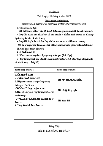 Kế hoạch bài dạy Lớp 3 - Tuần 31 - Năm học 2022-2023 - Cao Thị Hảo