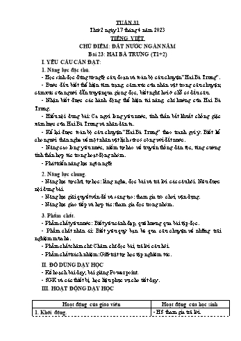 Kế hoạch bài dạy Lớp 3 - Tuần 31 - Năm học 2022-2023 - Lường Thị Nghĩa