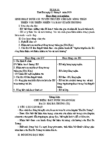 Kế hoạch bài dạy Lớp 3 - Tuần 31 - Năm học 2023-2024 - Cao Thị Hảo