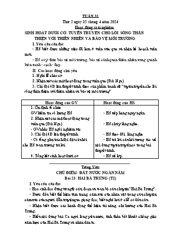 Kế hoạch bài dạy Lớp 3 - Tuần 31 - Năm học 2023-2024 - Lường Thị Nghĩa
