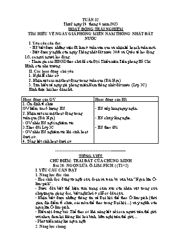Kế hoạch bài dạy Lớp 3 - Tuần 32 - Năm học 2022-2023 - Đặng Thị Cẩm Thành
