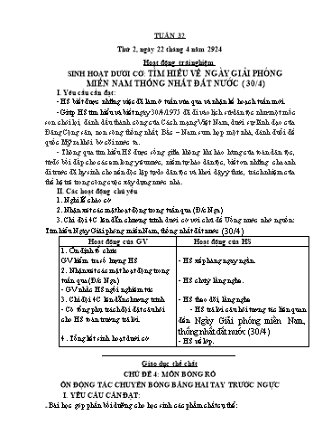 Kế hoạch bài dạy Lớp 3 - Tuần 32 - Năm học 2023-2024 - Cao Thị Hảo