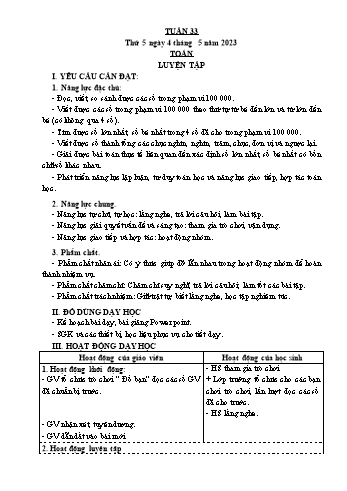Kế hoạch bài dạy Lớp 3 - Tuần 33 - Năm học 2022-2023 - Lường Thị Nghĩa