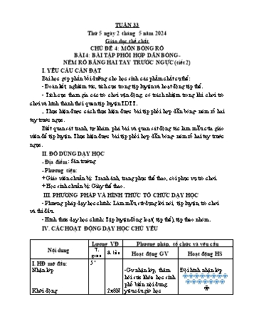 Kế hoạch bài dạy Lớp 3 - Tuần 33 - Năm học 2023-2024 - Cao Thị Hảo