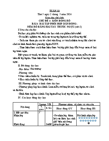Kế hoạch bài dạy Lớp 3 - Tuần 33 - Năm học 2023-2024 - Lường Thị Nghĩa
