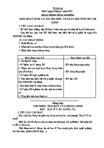 Kế hoạch bài dạy Lớp 3 - Tuần 34 - Năm học 2022-2023 - Đặng Thị Cẩm Thành