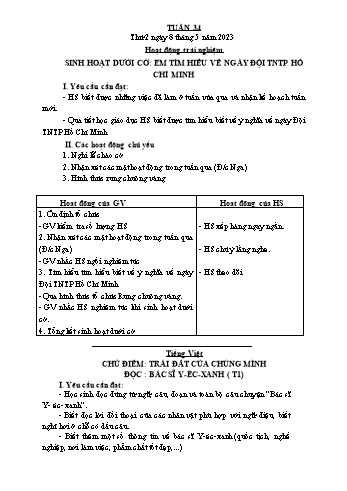 Kế hoạch bài dạy Lớp 3 - Tuần 34 - Năm học 2022-2023 - Lường Thị Nghĩa