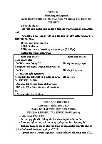 Kế hoạch bài dạy Lớp 3 - Tuần 34 - Năm học 2023-2024 - Cao Thị Hảo