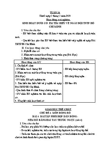 Kế hoạch bài dạy Lớp 3 - Tuần 34 - Năm học 2023-2024 - Lường Thị Nghĩa