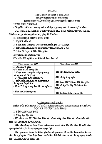 Kế hoạch bài dạy Lớp 3 - Tuần 4 - Năm học 2023-2024 - Lường Thị Nghĩa