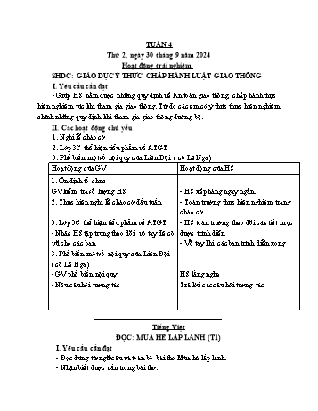 Kế hoạch bài dạy Lớp 3 - Tuần 4 - Năm học 2024-2025 - Cao Thị Hảo