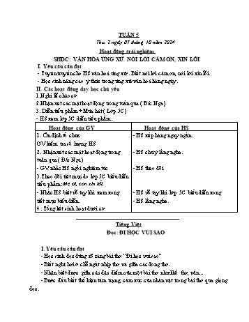 Kế hoạch bài dạy Lớp 3 - Tuần 5 - Năm học 2024-2025 - Cao Thị Hảo
