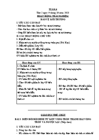 Kế hoạch bài dạy Lớp 3 - Tuần 6 - Năm học 2023-2024 - Lường Thị Nghĩa