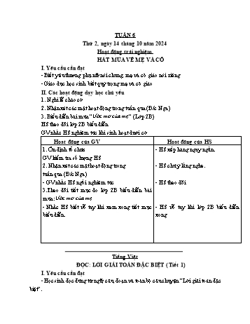 Kế hoạch bài dạy Lớp 3 - Tuần 6 - Năm học 2024-2025 - Cao Thị Hảo