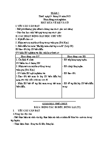 Kế hoạch bài dạy Lớp 3 - Tuần 7 - Năm học 2023-2024 - Cao Thị Hảo