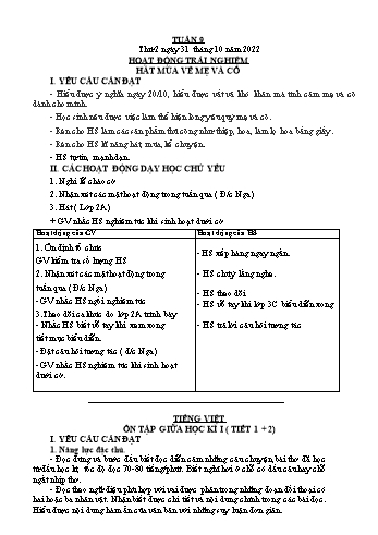 Kế hoạch bài dạy Lớp 3 - Tuần 9 - Năm học 2022-2023 - Đặng Thị Cẩm Thành