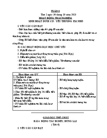 Kế hoạch bài dạy Lớp 3 - Tuần 9 - Năm học 2023-2024 - Lường Thị Nghĩa