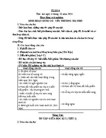 Kế hoạch bài dạy Lớp 3 - Tuần 9 - Năm học 2024-2025 - Cao Thị Hảo