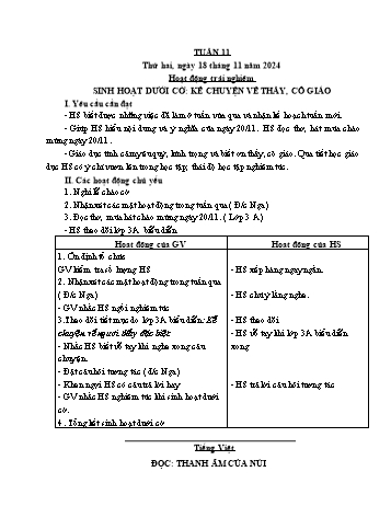 Kế hoạch bài dạy Lớp 4 - Tuần 11 - Năm học 2024-2025 - Lường Thị Nghĩa