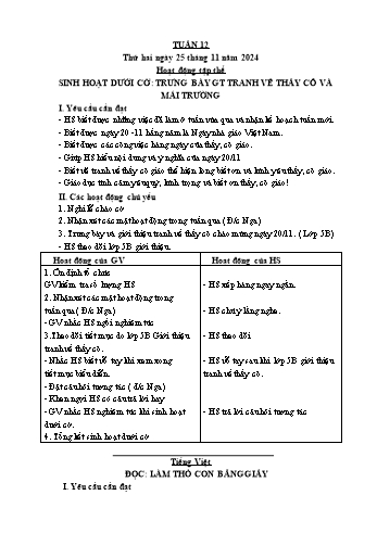 Kế hoạch bài dạy Lớp 4 - Tuần 12 - Năm học 2024-2025 - Lường Thị Nghĩa