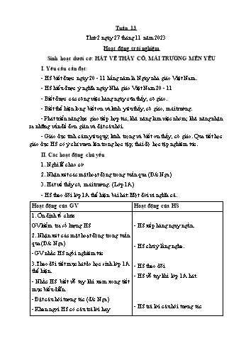 Kế hoạch bài dạy Lớp 4 - Tuần 13 - Năm học 2023-2024 - Nguyễn Thanh Mai