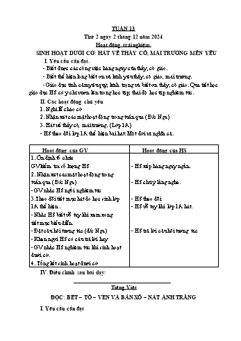 Kế hoạch bài dạy Lớp 4 - Tuần 13 - Năm học 2024-2025 - Lường Thị Nghĩa