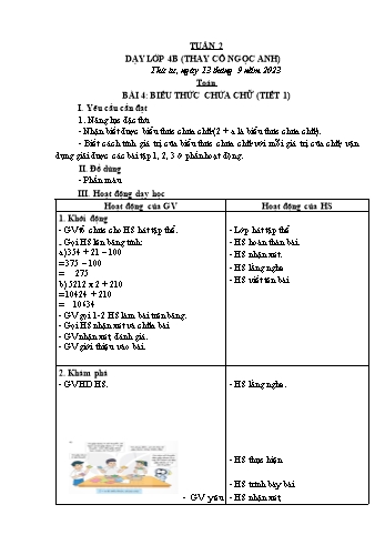 Kế hoạch bài dạy Lớp 4 - Tuần 2 - Năm học 2023-2024 - Lê Thị Thu Hằng