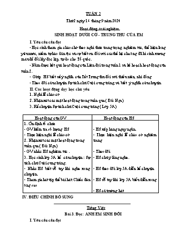 Kế hoạch bài dạy Lớp 4 - Tuần 2 - Năm học 2024-2025 - Lường Thị Nghĩa