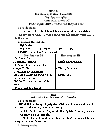 Kế hoạch bài dạy Lớp 4 - Tuần 26 - Năm học 2024-2025 - Lường Thị Nghĩa