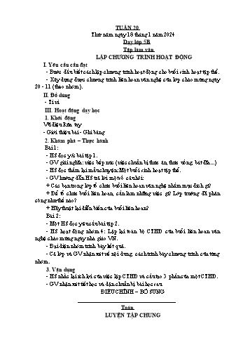 Kế hoạch bài dạy Lớp 5 - Tuần 20 - Năm học 2023-2024 - Lê Thị Thu Hằng